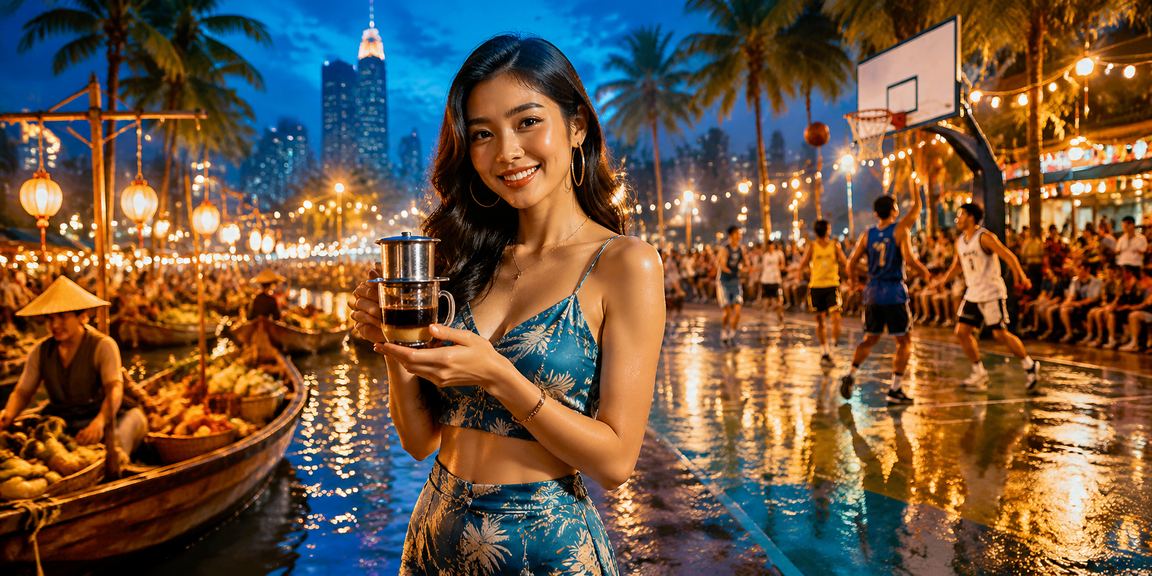 Người chơi xem kèo bóng rổ tại quán cà phê TP. Hồ Chí Minh trên điện thoại